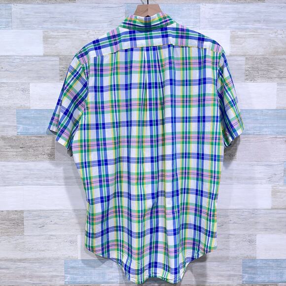 Ralph Lauren Classic Fit Short Sleeve Poplin Shirt Multi Plaid Preppy Mens Large - Picture 3 of 6